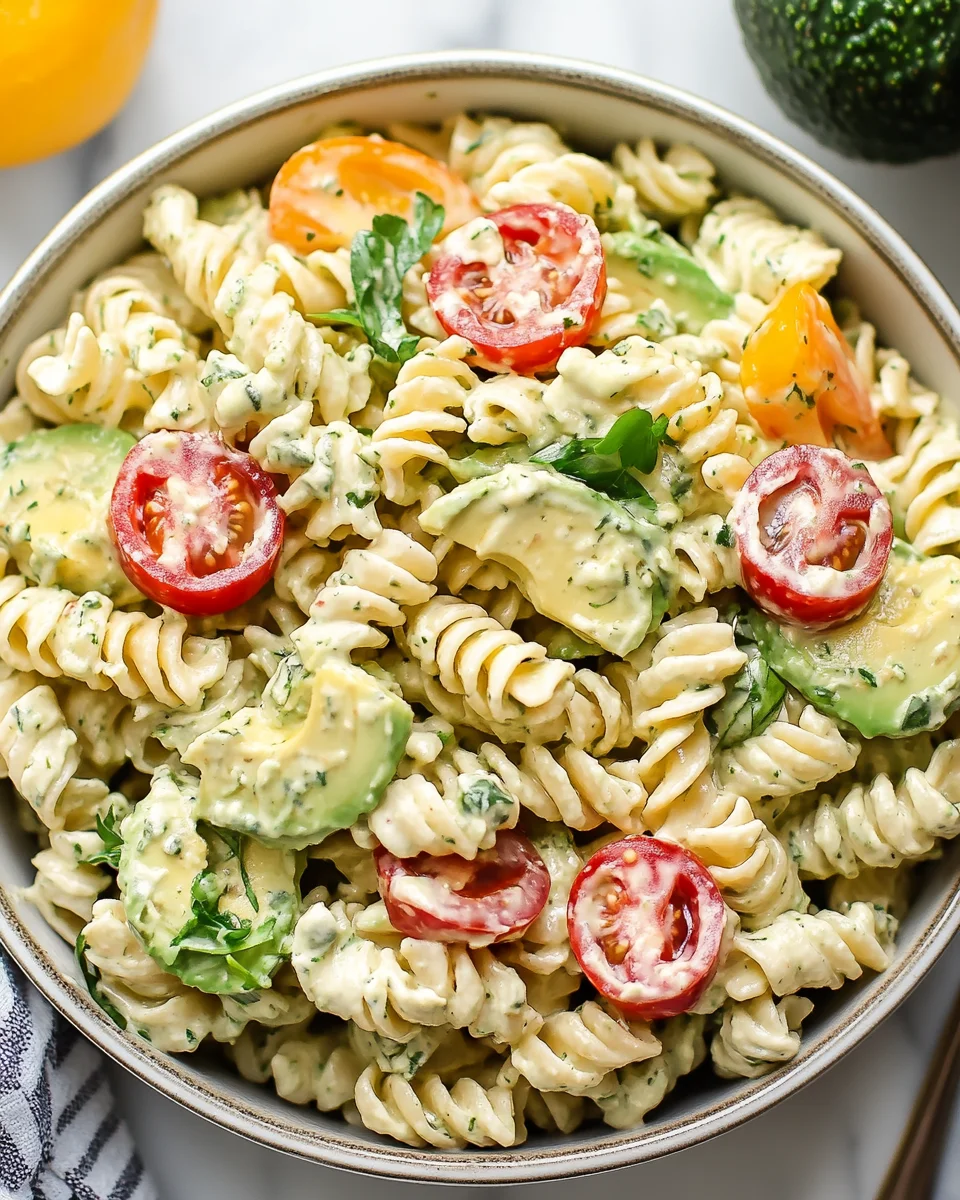 creamy avocado ranch pasta salad