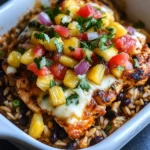 Blackened Chicken Taco Casserole with Pineapple Salsa