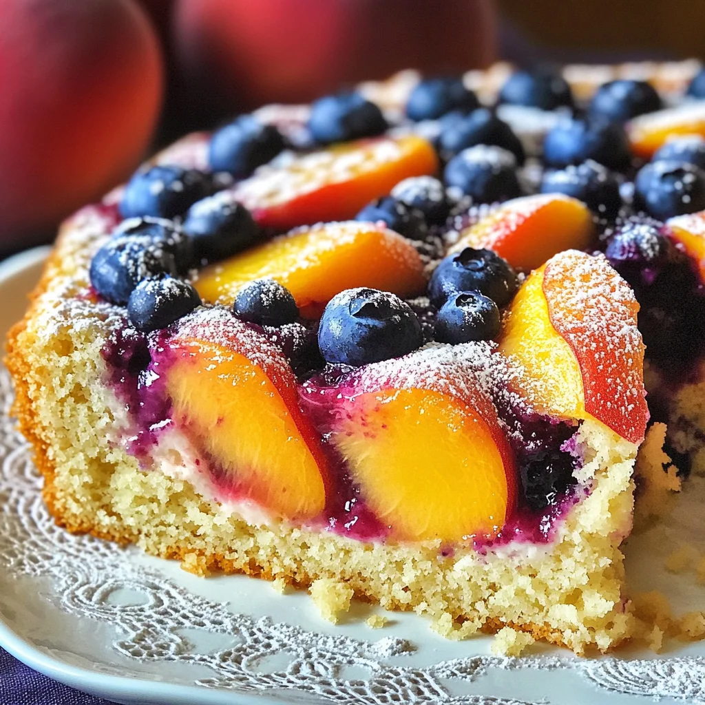 Blueberry Peach Sour Cream Cake