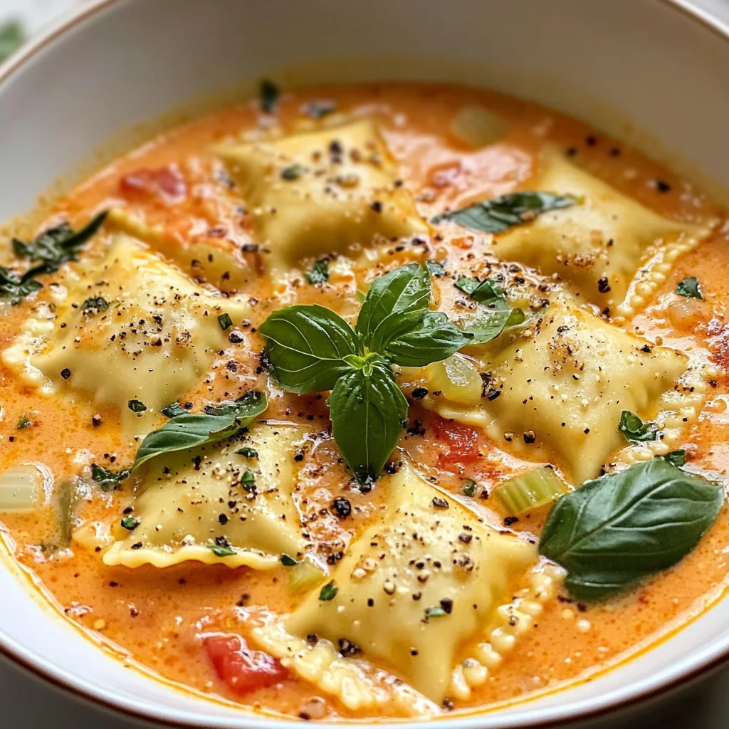 Easy Tuscan Ravioli Soup - theamazingfood