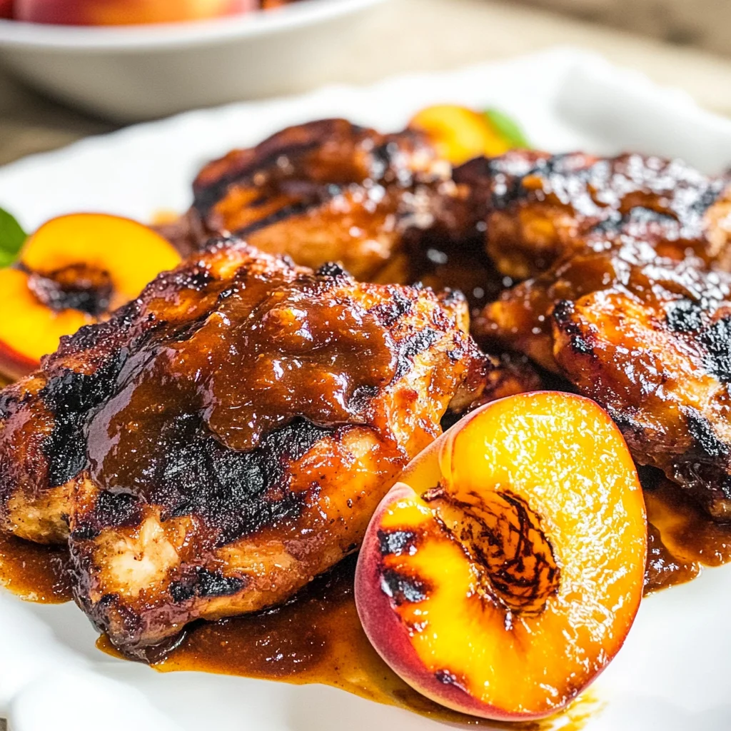 Grilled Bourbon Peach BBQ Chicken