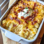 Loaded Cauliflower Casserole with Cheese and Bacon | KETO