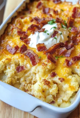 Loaded Cauliflower Casserole with Cheese and Bacon | KETO