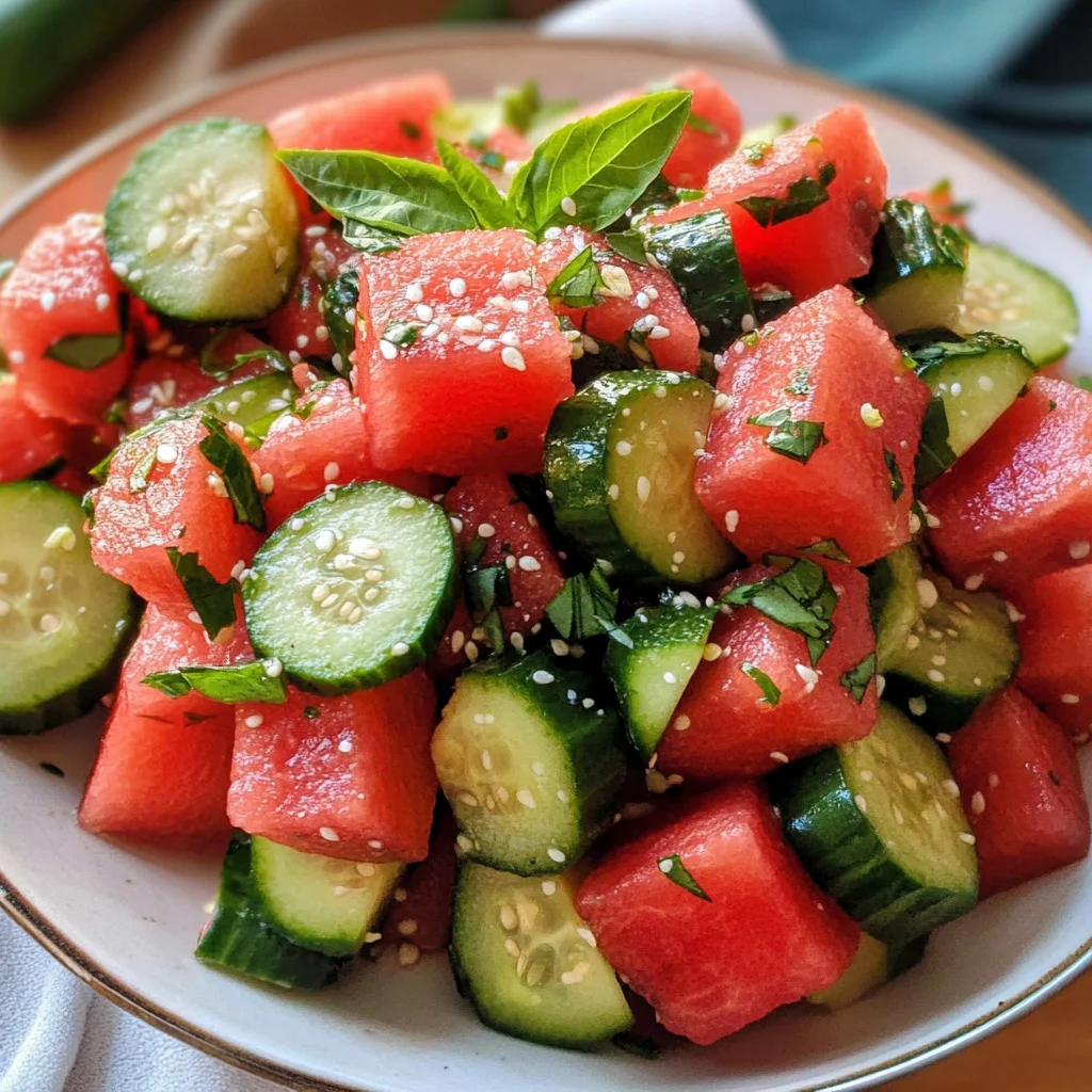 Watermelon Cucumber Jalapeño Salad