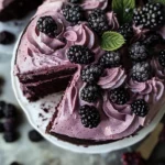 Bourbon Chocolate Cake with Blackberry Buttercream